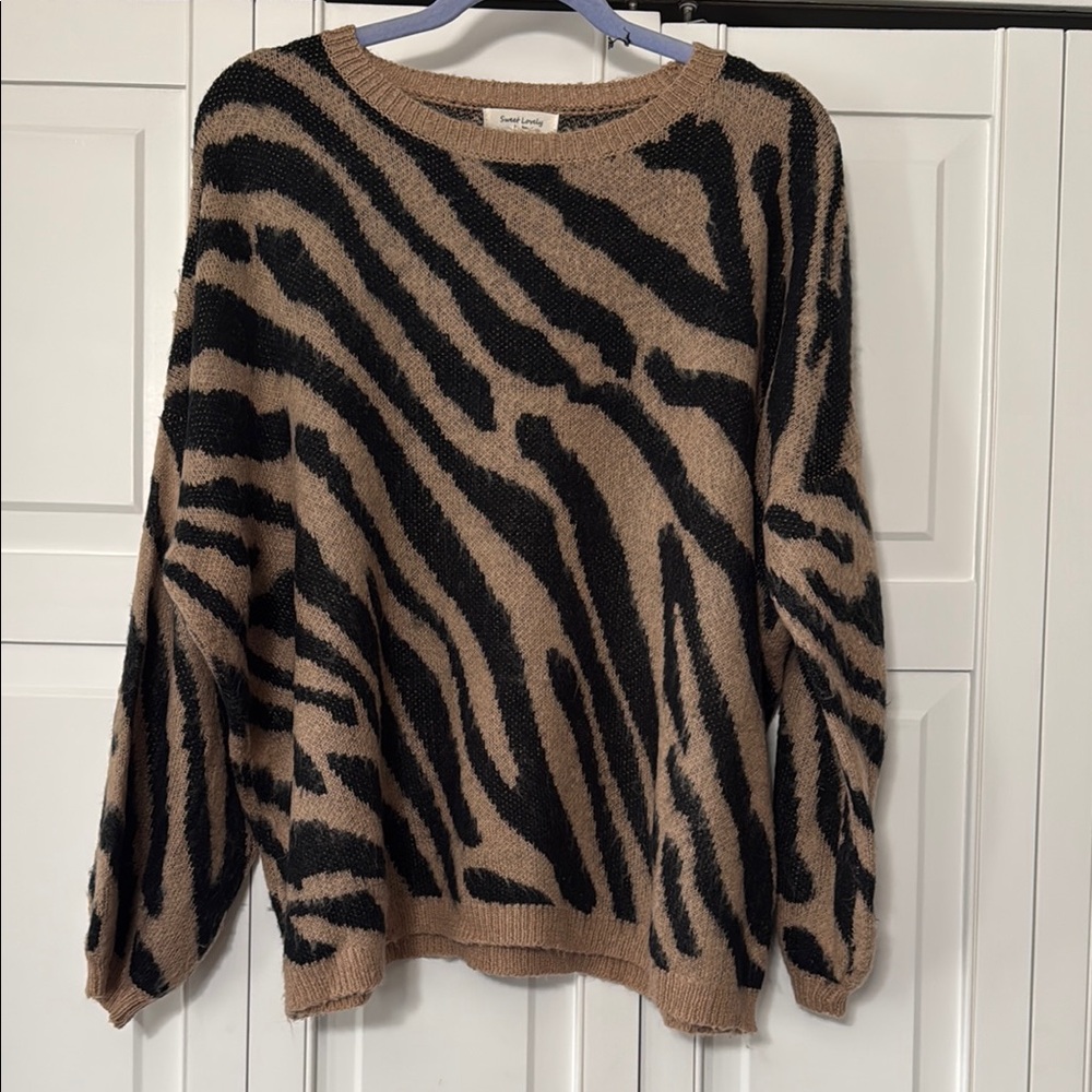 Zebra Black and Tan Crewneck Sweater